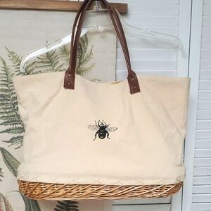 Two's Company Honey Bee Tote Bag With Leather Handles